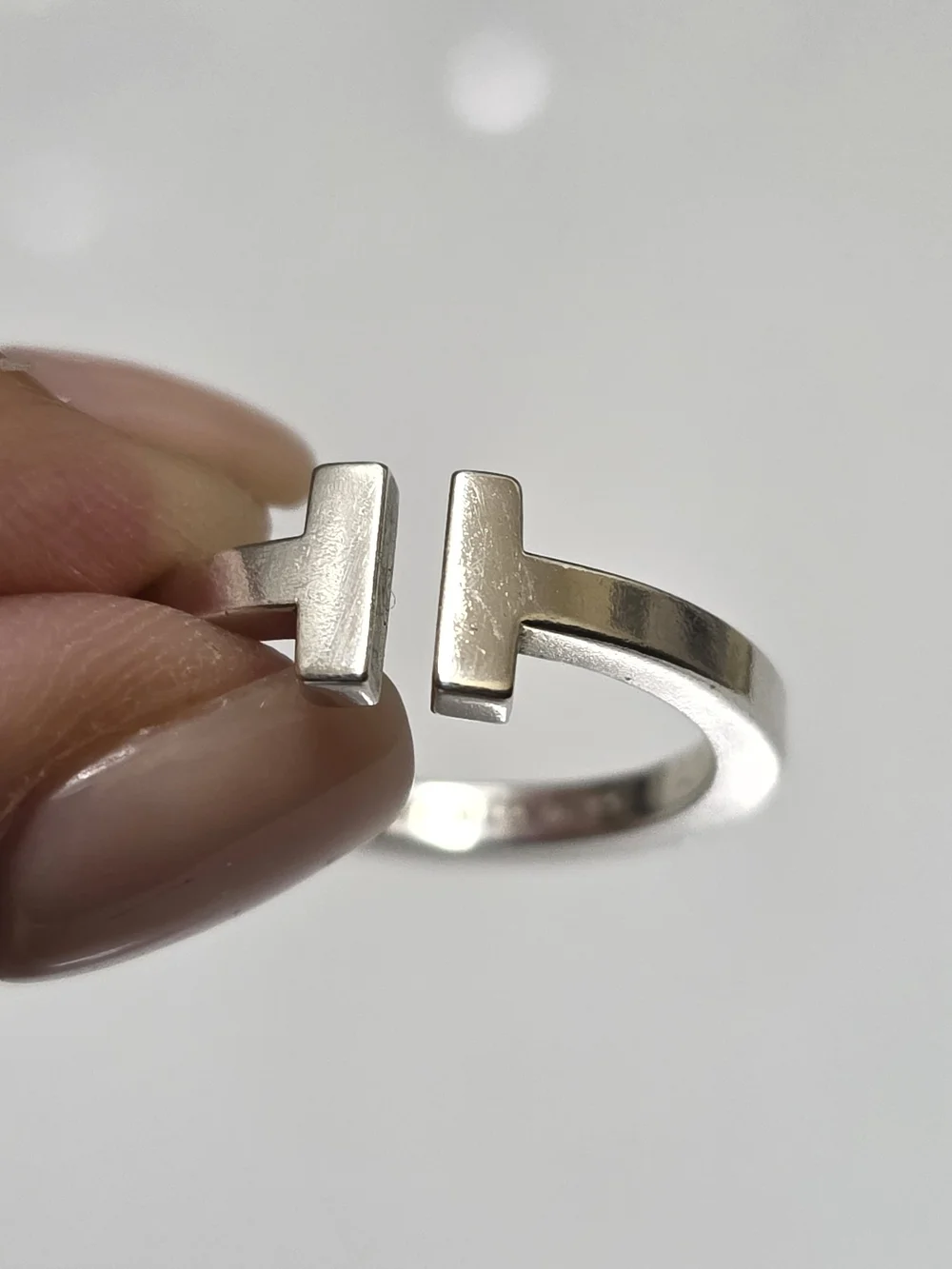 Tiffany & Co. Sterling Silver Open Double T Bar Ring
